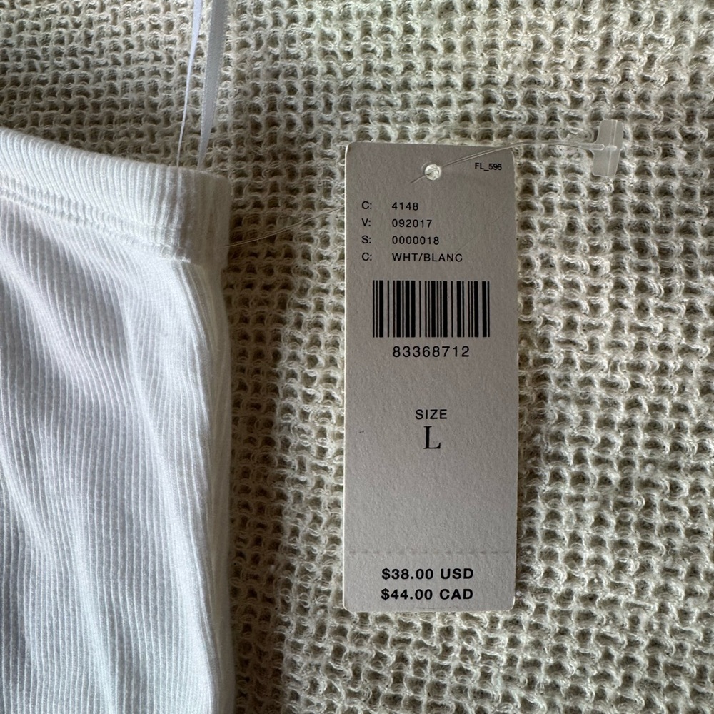 Anthropologie White Ribbed One-Shoulder Camisole - Picture 5 of 7